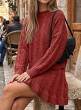 Tankaneo Womens 2 Piece Sweater Skirts Set Chunky Cable High Neck Long Sleeve Sweaters Ruffle Mini Skirt Lounge Set