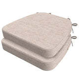 AAAAAcessories D-Shaped Chair Cushions, 2" Thick Dining Chair Pads with Ties and Removable, Oatmeal Beige
