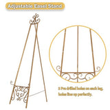 Metal Scroll Extra Large Free Standing Adjustable Display Stand Easel with Chain Support, Heavy Duty Easel for Sign, Wedding