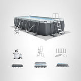 INTEX Ultra XTR 24 ft x 12 ft 52 in Above Ground Pool Set, Rectangular Swimming Pool with Steel Frame, 2100 GPH Sand Filter Pump, Ladder, Cover, & Ground Cloth