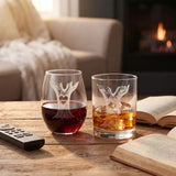 Colorsavant Tree of Life Wine & Whiskey Glass Set for Couples