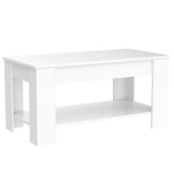 BIQWBIC Modern Coffee Table, White, Lift Top, Wooden, Storage Shelf, 28x28x24 inches