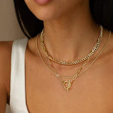 YOIHUR Gold Layered Necklaces for Women, 14K Gold Plated Dainty Necklace Chain Choker Necklaces Herringbone Necklace Set Gold Jewelry Gift for Women
