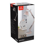 GLOBE Electric 52028 28" Swing Arm Architect Desk Lamp, Matte Rose Finish, White Accents, Rotary Switch on Shade