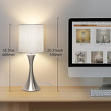 Table Lamp, Dimmable Bedside Desk Lamp with Metal Base Modern Nightstand Lamp Stylish Grey Shade Simple Side Table Lamp for Bedroom