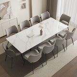 Dining Table (62.9" to 94.4") for 6 to 10 - Modern Rectangular Sintered Stone Table with High Hardness and Easy
