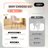 VINGLI Chenille Curved-Back Armless No Wheels Vanity Chair