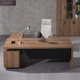 Retractable L-Shaped Executive Desk, Commercial-Grade Office Desk with Reversible Storage Cabinet