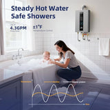 Tankless Water Heater, Novieex On Demand Water Heater Propane Gas, Up to 4.3 GPM, 100000 BTU Instant Hot Water Heater with LED Display, Indoor Installation, 2-4 Point Use for Family Bathroom Kitchen