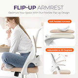 NEO CHAIR Office Desk Computer Gaming Ergonomic Chair with Lumbar Back Support Adjustable Height Swivel Wheels Flip-up Arms (Beige)