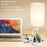 Dreamholder Table Lamp with 3 USB Charging Ports, Modern Desk Lamp with AC Outlet and Phone Stands, Perfect Bedside Lamp for Bedroom, Living Room, Office (Pack of 2), White
