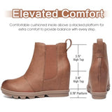 Athlefit Women's Wedge Boots Comfortable Ankle Wedge Brown Booties