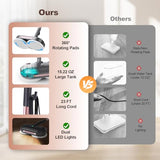 Scrubbing Steam Mop with Rotating Pads,All-in-One Spin Steam Cleaner for Floor Cleaning,Large Tank,23FT Cord, LED Headlights,Reusable Pads & Self-Standing,Safe for Hard Floor/Laminate/Marble