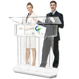 Large Clear Acrylic Podium Customized Logo & Text with Led Light