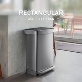 simplehuman 45 Liter / 12 Gallon Liter Rectangular Hands-Free Kitchen Step Trash Can with Soft-Close Lid