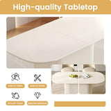 Miuuod 70" White Dining & Kitchen Table Set, Solid Kitchen Table with 6 Chairs