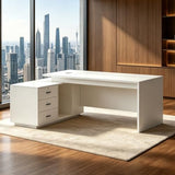 LBCZJYX Executive L Shaped Desk with Drawers, Large Wood Office Furniture for Home Office and Business Workspace