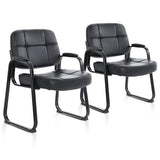 Set of 2 Big & Tall 400 lbs Waiting Room Guest Chair, Leather Office Reception Chair No Wheels with Backrest