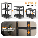 Auto Dynasty Height Adjustable AV Presentation Cart with Power Strip, Rolling Storage AV Carts for Video Projector