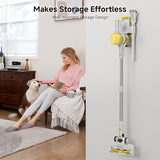 fenhua Cordless Vacuum Cleaner, 35Kpa Vacuum Cleaner for Home, 45Mins Stick Vacuum with LED Display, Anti-Tangle & Wall Mount Charging, 6 in 1 Lightweight Vacuum for Hard Floors, Carpet, Pet Hair