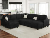 Oversized Sofa Bed Modular Sectional Sleeper Sofa with Pull Out Bed L Shaped Couch with Storage