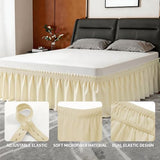 ANARACHON Twin Bed Skirt, Elastic Wrap Around Bed Skirt Twin Size, Bed Skirts for Adjustable Bed, Easy Fit with 14" Drop Length Tailored Drop Dust Ruffle (Light Yellow)