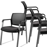 Mesh Back Stacking Arm Chairs with Upholstered Fabric Seat and Ergonomic Lumber Support for Office School Church Guest