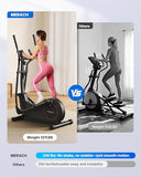 MERACH Elliptical Exercise Machine Trainer for Home with 16.5IN Stride, Hyper-Quiet Magnetic Driving System with 16 Resistance Levels, Multi-Function Display, Heart Rate Monitor Exercise Equipment