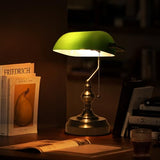 Liylan Green Glass Banker's Desk Lamp, Antique Banker Desk Lamps, Traditional Library Lamp with USB Charging Port, Vintage Desk Lamp