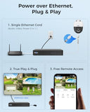 Hiseeu 4K PoE Security Camera System，6 Pcs 8MP PTZ Wired Security Camera