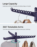 SONGMICS Clothes Drying Rack, 59-Inch Folding Laundry Drying Rack with 3 Rotatable Arms for Hangers, 4 Legs, Blue and Silver ULLR510Q01