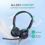 USB-A/C & 3.5MM Stereo Computer Headsets with Noise Cancelling Microphone for PC, Laptop