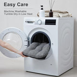 Quilmfoam 16.5"x15.5" Kitchen Chair Cushions Set of 4 for Dining Chair, Soft Tufted Non-Slip Memory Foam, Dark Grey