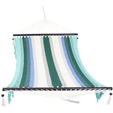 Sunnydaze Woven Double Hammock for Outside with Crocheted Edges and Spreader Bars - 600-Pound Weight Capacity Outdoor Hammock for Trees - Lagoon Stripes