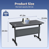 Usosidam Folding Conference Room Table, Modular Mobile Large Flip-Top Training Table