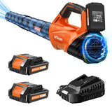 2026 Upgrade Leaf Blower,Leaf Blower Cordless with 2 * 2.6AH Batteries and Fast Charger, 450CFM &150MPH and 2 Speed Mode, Lightweight Electric Leaf Blowers (Orange)