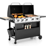 Sophia & William Propane Gas Grill and Griddle Combo with Porcelain-Enameled Cast Iron Grates, Dual Outdoor BBQ Grill with Flat Top Griddle