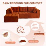 MAXYOYO Boneless Couch, L-Shaped Modular Cloud Couch, 4-Seat Sofa, Ottoman