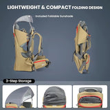 WIPHA Lightweight Baby Carrier Backpack - Adjustable & Ergonomic Hiking Child Carrier with Sunshade, Insulated Pocket, Comfortable for Toddlers & Parents (Sand)