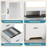 Bestier 77.8" H Computer Desk with Hutch, Charging Station, LED Light,White