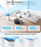16,000 BTU Inverter Portable Air Conditioner, Cools Up to 800 Sq.Ft, Auto-Evaporation, Low Noise AC Unit with Remote Control for Large Room, Office, Garage, White