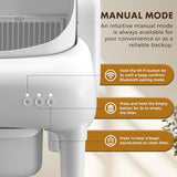 GTPLAYER Smart Cat Litter Box, Open-Top Self Cleaning Cat Litter Box with App Control, Safety Sensors, Large Capacity Waste Bin, Easy Maintenance, Automatic Litter Box for Multi-Cat Homes,White