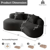 79" Curved Loveseat, Boneless Deep Seat Boucle Cloud Sofa, Black