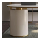 zhongxlla Standing Desk, Modern Study PC Desk with Storage, High Gloss Rock Slab Writing Workstation