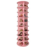 SpaceAid 9 Tier Rotating Shoe Rack Tower, Spinning Shoe Display Lazy Susan, Revolving 360 Shoe Rack Storage Round Carousel, Vertical Handbag Rotate Shoes Closet Organization (9-Tier Pink)