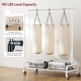 SLEEPING LAMB Heavy Duty Clothes Racks for Hanging Clothing Rack, 43" Wide Rolling Garment Rack Metal Wardrobe Rack (White)
