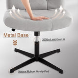 VECELO Modern Armless Criss Cross Chair No Wheels with Comfy Wide Fabric Padded Seat & Back