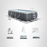 INTEX Ultra XTR 18 ft x 9 ft 52 in Above Ground Pool Set, Rectangular Swimming Pool with Steel Frame, 1500 GPH Sand Filter Pump, Ladder, Cover, & Ground Cloth