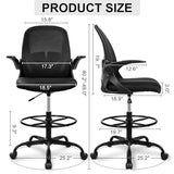 Primy Drafting Chair Tall Office Chair with Flip-up Armrests Executive Ergonomic Computer Standing Desk Chair (Black)