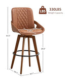 AQG Bar Height Bar Stools Set of 6, Mid Century Modern Bar Chairs Swivel with Back